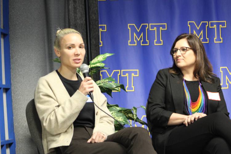 Anastasia McWilliams, who immigrated to the U.S. from Ukraine, says immigrants should not be afraid to use their voices during a panel discussion last week that was held in conjunction with the “Voices and Votes: Democracy in America” Smithsonian exhibit.