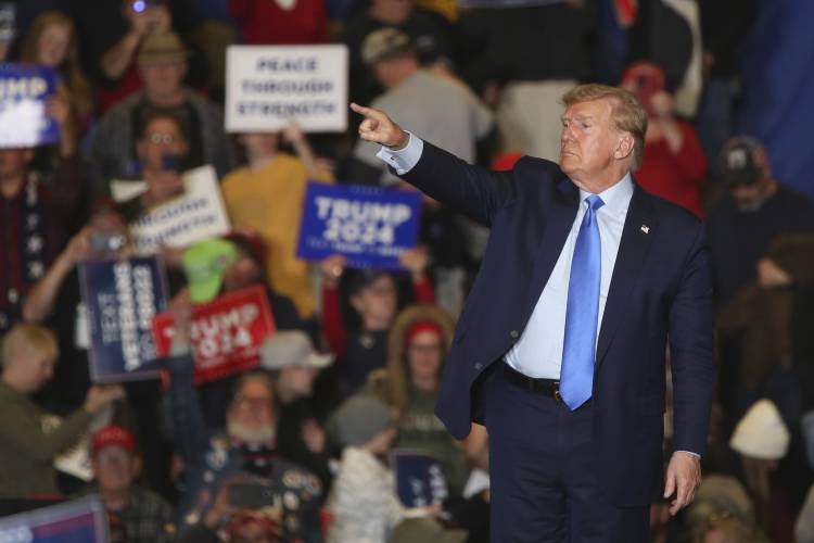 Former President Donald Trump leaves the stage at a campaign rally in November in Claremont, New Hampshire. Former President Donald Trump leaves the stage at a campaign rally in November in Claremont, New Hampshire.