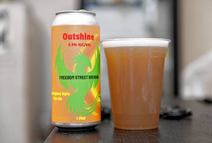Outshine, a New England-style pale ale, from Freedom Street Brewery in Erving.