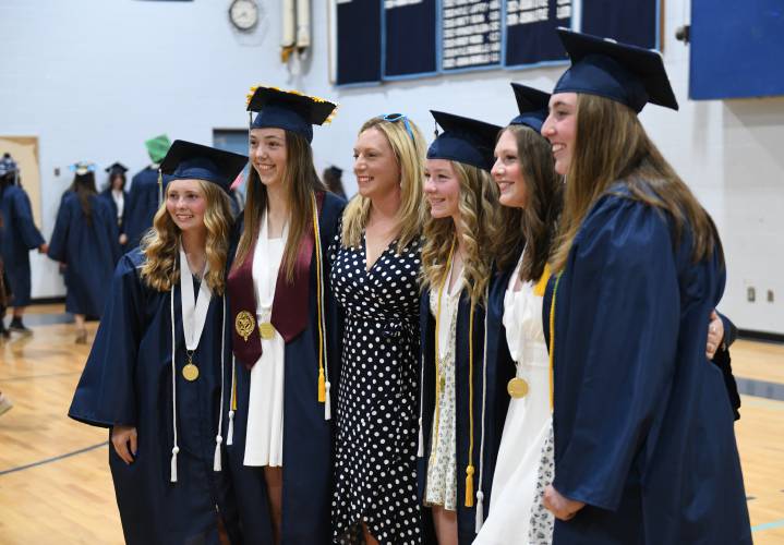 Students and faculty from Franklin County Technical School pose for a picture before graduation ceremonies in Montague on Thursday evening.