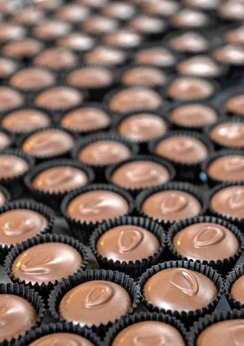 Solid milk chocolate cups at Richardson’s Candy Kitchen in Deerfield.