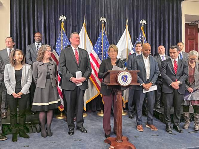 Gov. Maura Healey speaks at a press conference about her administration’s housing plan for 2025-2029 on Thursday.