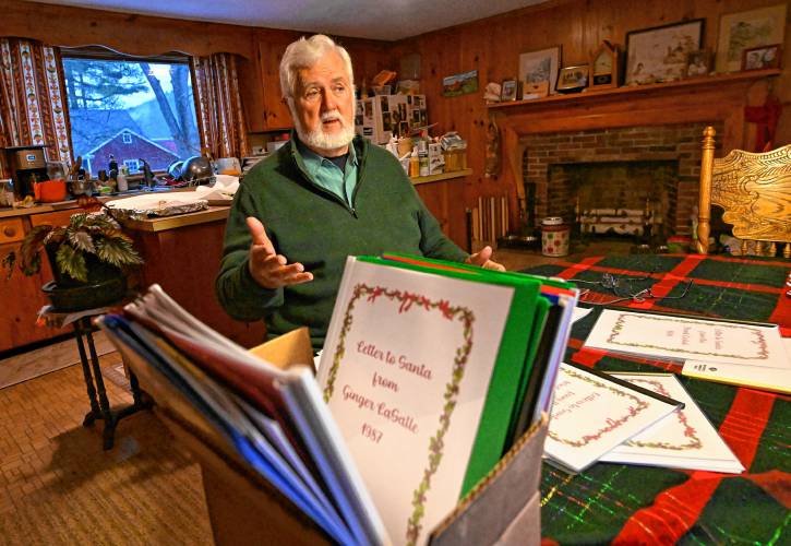 Peter Thomas, who grew up in Deerfield and returned to the community in 2014, has spent countless hours scanning each of the 564 letters to Santa that have come into his possession and creating packets to hand off to the families that still live in town. 