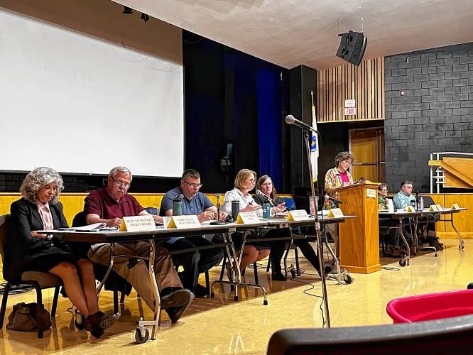 Buckland’s town officials convene for Annual Town Meeting at Mohawk Trail Regional School on Saturday.