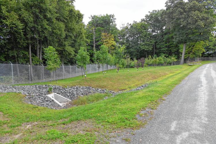 The Franklin County Fairgrounds new eight foot fencing along the portion of the fairgrounds repaired from embankment failure.