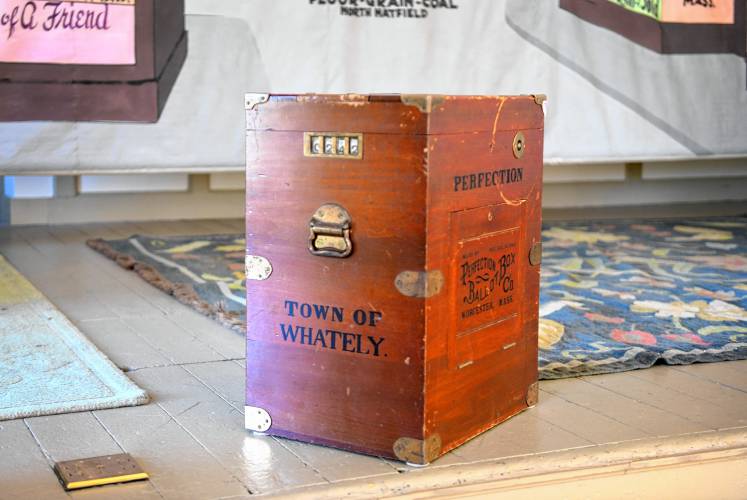 Whately’s ballot box, made by the Perfection Ballot Box Co. of Worcester, in Whately Town Hall. 