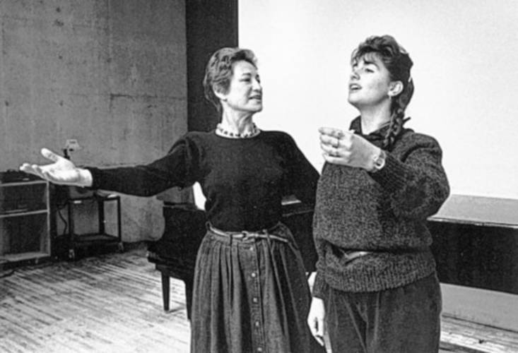 Paulina Stark, left, teaching a student. Stark had an international career as a soprano in opera, oratorio and recital. She was a member of the UMass voice faculty from 1985 to 2005 and also taught voice at the New England Conservatory and the Vocal Institute at the University of California, Santa Barbara. 