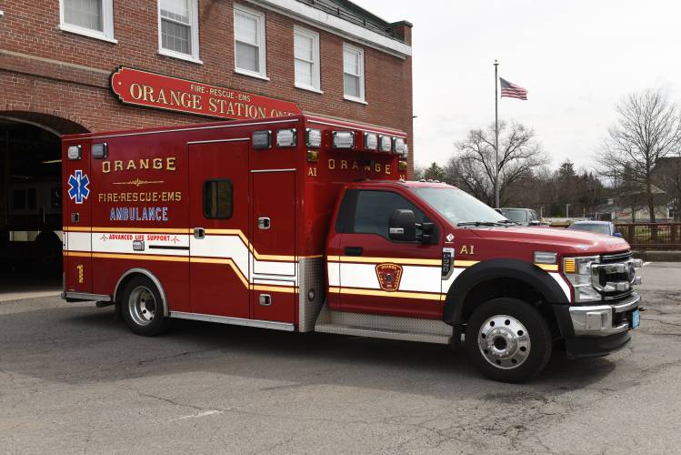 An ambulance parked outside the Orange Fire Station. An ambulance parked outside the Orange Fire Station.