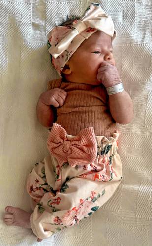 Adyline Joanne Hunt was born to Millers Falls resident Alexandra Hunt, 31, on New Year’s Day at Heywood Hospital’s LaChance Maternity Center, making her the first baby born in 2025 at the Gardner hospital.
