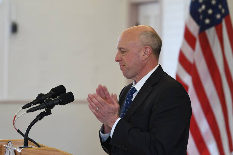 Mike Kennealy, former secretary of the Executive Office of Housing and Economic Development, speaks at a celebration of the state’s Last Mile infrastructure and digital equity programs at Ashfield Town Hall in 2022. Kennealy is now launching a campaign for governor. Mike Kennealy, former secretary of the Executive Office of Housing and Economic Development, speaks at a celebration of the state’s Last Mile infrastructure and digital equity programs at Ashfield Town Hall in 2022. Kennealy is now launching a campaign for governor.