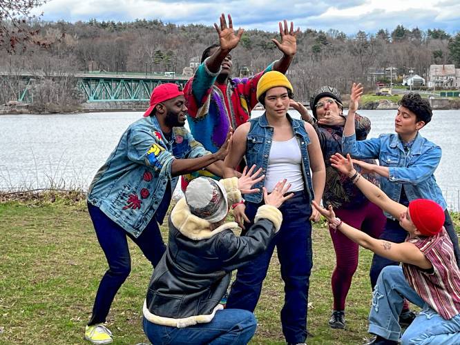 Dancers during the filming of Carrie Ferguson’s music video for “The Many I Am,” which was filmed in Unity Park in Turners Falls.