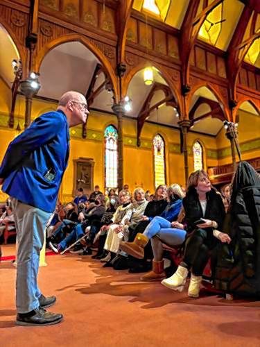 U.S. Rep. Jim McGovern leans into a question at Saturday’s Town Hall at First Churches in Northampton at which 500 people gathered to share concerns and hear what Democrats are doing to combat the Trump administration. U.S. Rep. Jim McGovern leans into a question at Saturday’s Town Hall at First Churches in Northampton at which 500 people gathered to share concerns and hear what Democrats are doing to combat the Trump administration.