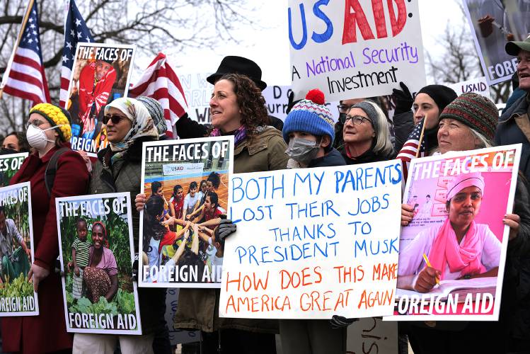 Current and former employees of the U.S. Agency for International Development (USAID) and their supporters rally with members of Congress outside the U.S. Capitol on Feb. 5, 2025, in Washington, D.C. Hundreds protested against the Trump Administration’s sudden closure of agency resulting in the canceling of all aid work, conflict prevention and foreign policy work around the world and the possible dismissal of thousands of employees. Current and former employees of the U.S. Agency for International Development (USAID) and their supporters rally with members of Congress outside the U.S. Capitol on Feb. 5, 2025, in Washington, D.C. Hundreds protested against the Trump Administration’s sudden closure of agency resulting in the canceling of all aid work, conflict prevention and foreign policy work around the world and the possible dismissal of thousands of employees.