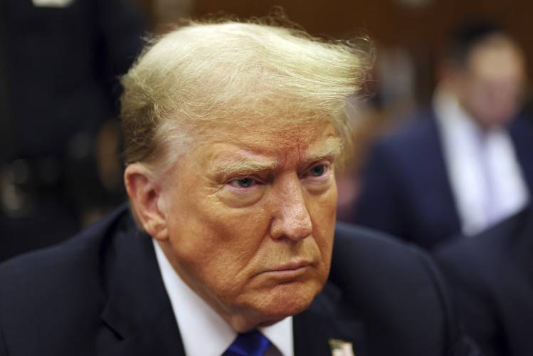 Former President Donald Trump appears at Manhattan criminal court during jury deliberations in his criminal hush money trial in New York, Thursday, May 30, 2024. (Michael M. Santiago/Pool Photo via AP)