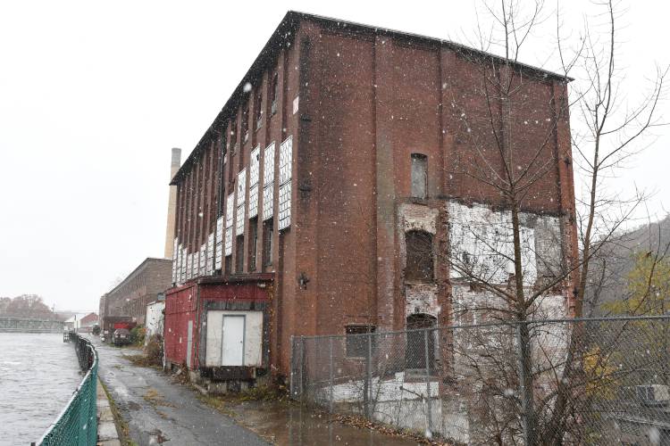 Building 11 in the Strathmore mill complex along the power canal in Turners Falls. The Strathmore represents a major project for Montague in 2024, as the buildings are moving toward active collapse. To stay ahead of this, the town is trying to secure resources for the design of a demolition plan that has already been in the works, but will continue this year with a $163,000 Site Readiness grant the town received from the state.