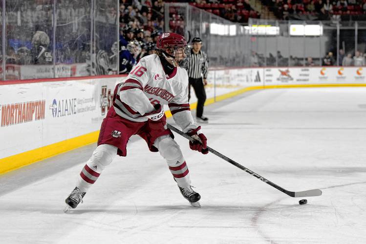 Aydar Suniev (16) and the UMass hockey team get back to action this weekend with games against Merrimack and Maine. Aydar Suniev (16) and the UMass hockey team get back to action this weekend with games against Merrimack and Maine.