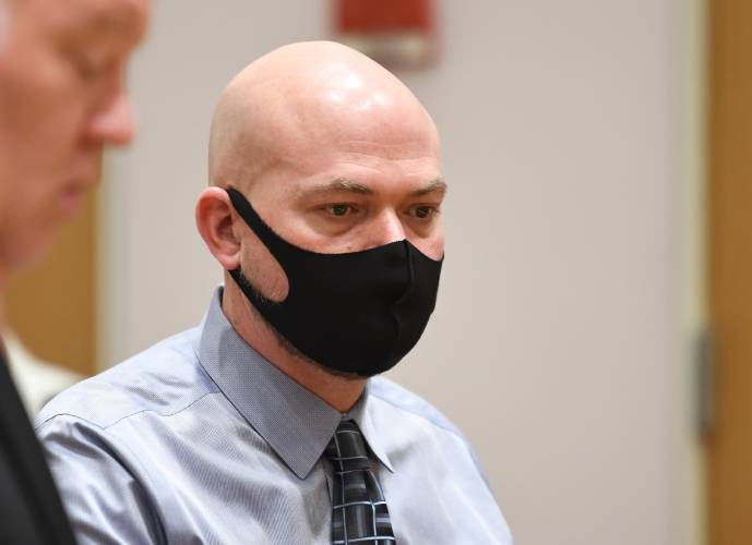 Jacob Wrisley, pictured in Franklin County Superior Court in early 2023, will spend the next four to five years in state prison after pleading guilty to eight child pornography charges in a change of plea hearing Monday.