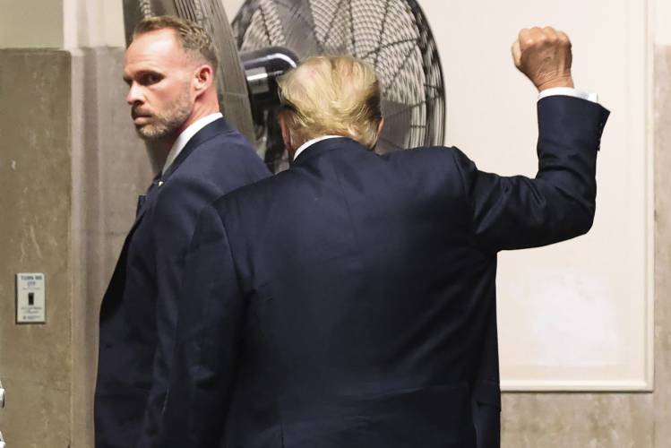 Former President Donald Trump exits the courtroom at Manhattan criminal court during jury deliberations in his criminal hush money trial in New York, Thursday, May 30, 2024. (]Michael M. Santiago/Pool Photo via AP)