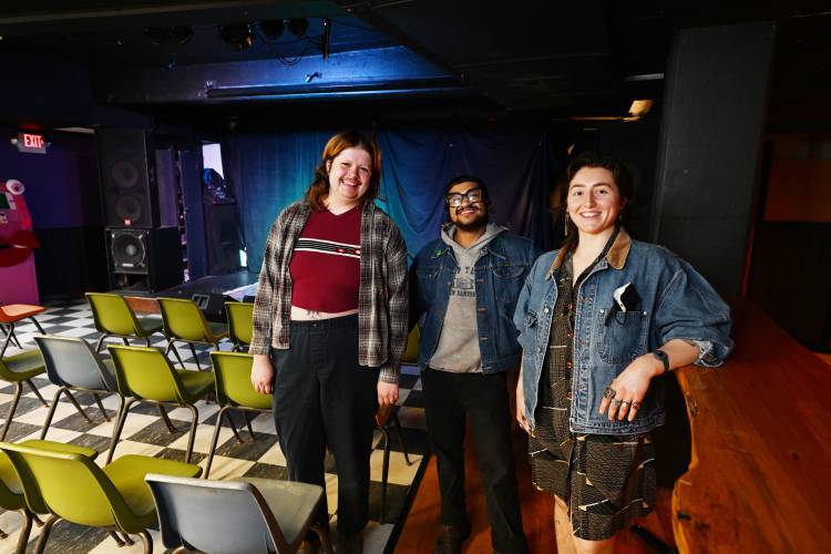 Co-owners, from left, Sage Territo, Asa Rosario and Jackie Matellian at Last Ditch, the new lesbian bar in Greenfield.