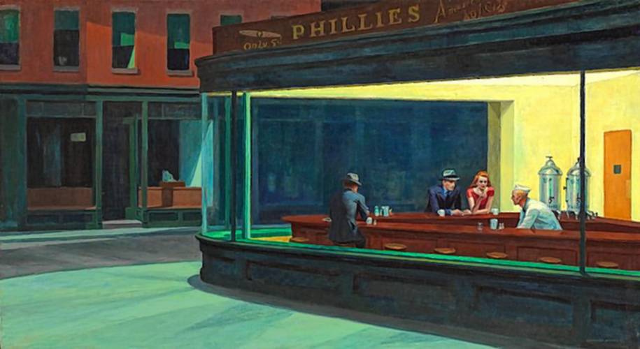 Nighthawks by Edward Hopper, 1946. Nighthawks by Edward Hopper, 1946.