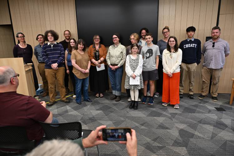 All of the finalists in the 34th annual Poet’s Seat Poetry Contest pose for a picture after the awards ceremony.
