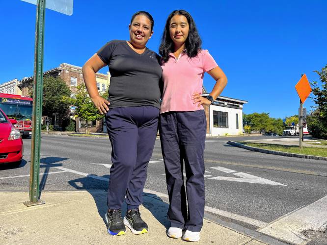 From left, Montague resident Francia Wisnewski and Smith College junior Nadira Talayee have been working to raise money for Wisnewski’s Berlin marathon fundraiser to support the nonprofit Free to Run. Wisnewski will run the marathon on Sunday, Sept. 29.