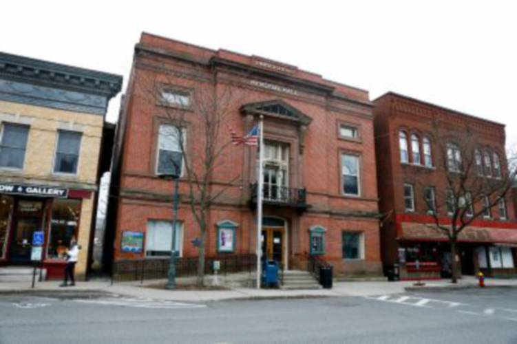 Pothole Pictures shows movies in Memorial Hall in Shelburne Falls. The building’s history goes back to the 19th century when In 1897, the Ozro Miller Post of the Grand Army of the Republic offered to give the land to the town for a Memorial Hall, provided the Post was given space in it for meetings, along with housing for veterans and the use of a theater for special events. 