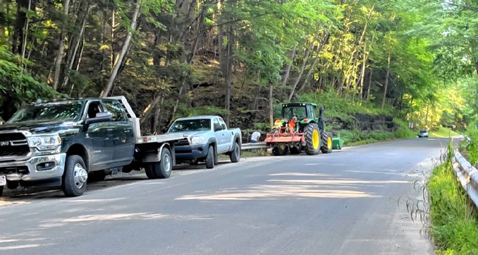 A photo of Meadow Road submitted to the Montague Conservation Commission of work being done by Falls Farm. A photo of Meadow Road submitted to the Montague Conservation Commission of work being done by Falls Farm.