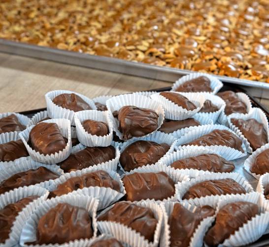Milk chocolate Pecan Dixies at Richardson’s Candy Kitchen in Deerfield.
