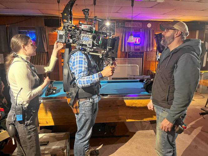 Wendell resident Brian Jones and Shutesbury resident Jordan Brooks co-wrote and co-directed “Thickly Settled,” a 23-minute short film shot in Wendell and Shutesbury earlier this month. The Shutesbury Athletic Club was one of the filming locations.