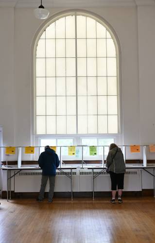 Voting at Northfield Town Hall on Tuesday.