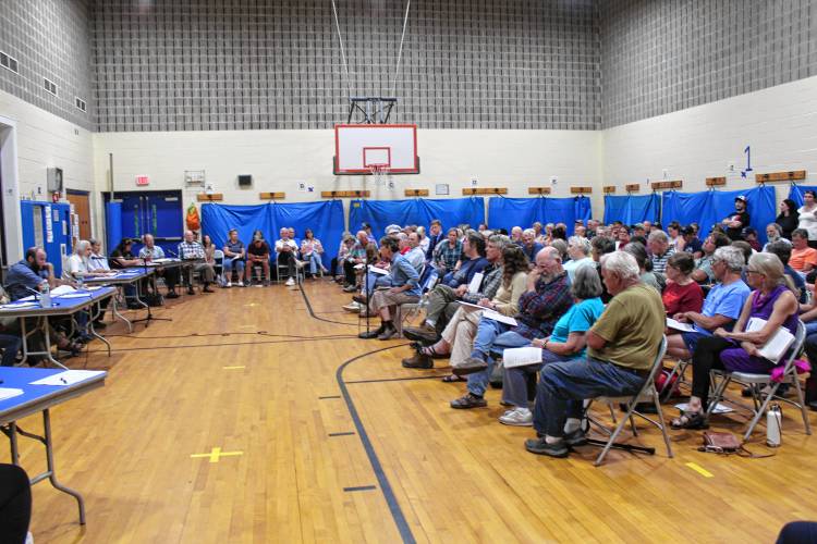 Library Director Chelsea Jordan-Makely speaks on the eight historical busts housed at the Griswold Memorial Library at Town Meeting. Library Director Chelsea Jordan-Makely speaks on the eight historical busts housed at the Griswold Memorial Library at Town Meeting.