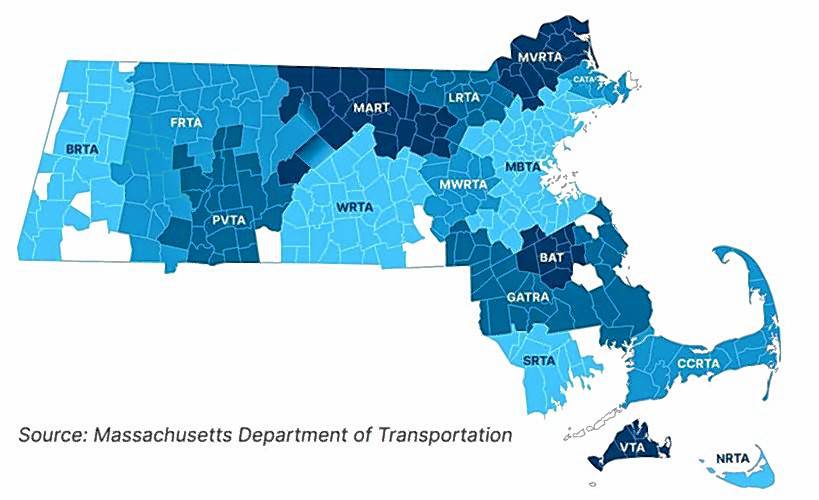 A map of Massachusetts’ regional transit authorities. A map of Massachusetts’ regional transit authorities.