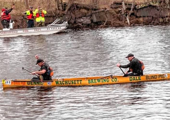 Dennis Carey (in front) paddles in the River Rat Race with Dale Persons, his teammate for many years. Carey will participate in this year’s race, his 40th to date. Dennis Carey (in front) paddles in the River Rat Race with Dale Persons, his teammate for many years. Carey will participate in this year’s race, his 40th to date.