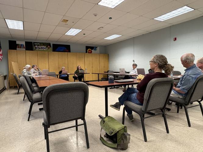 Mohawk Trail Regional School District School Committee members discuss the possibility of creating a single-campus school district. Mohawk Trail Regional School District School Committee members discuss the possibility of creating a single-campus school district.