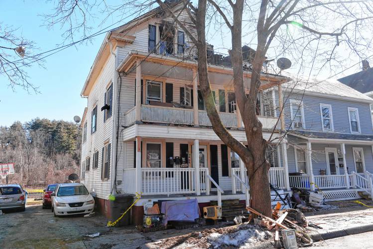 A fire-damaged residential building at 7 G St. in the Patch section of Turners Falls. 