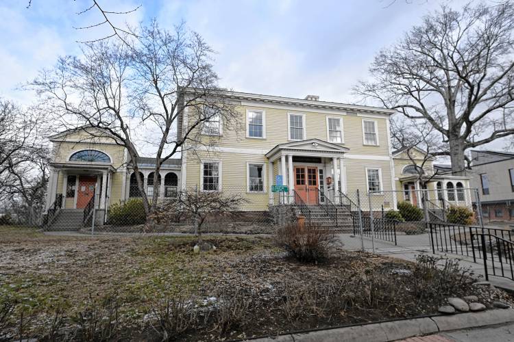 The Leavitt-Hovey House, site of the former Greenfield Public Library, on Main Street in Greenfield. 