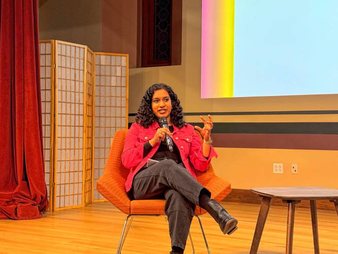 Varshini Prakash, UMass Amherst's 2025 Ellsberg activist-in-residence, spoke Wednesday about building a youth-led movement for climate justice. 