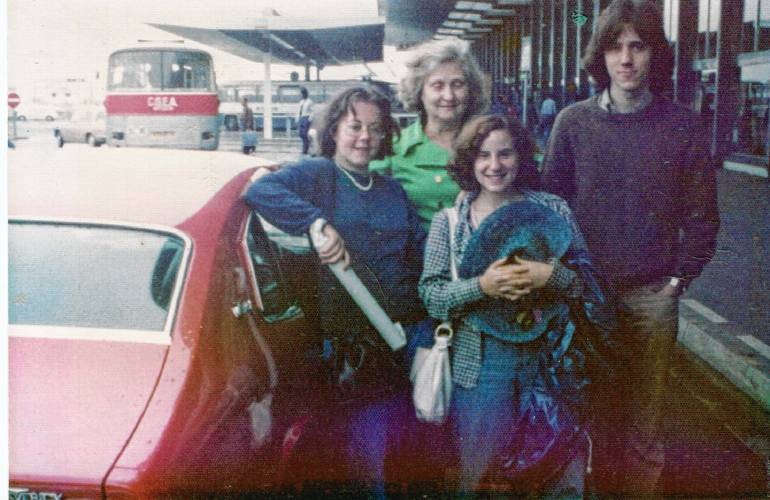 Tinky, second from right, long ago in Paris to work with her American godmother on a summer film festival. “Dody, as we called her, loved French food but was unwilling to give up many beloved American edibles. She routinely sent me to a place called Le Drugstore to stock up on peanut butter.”