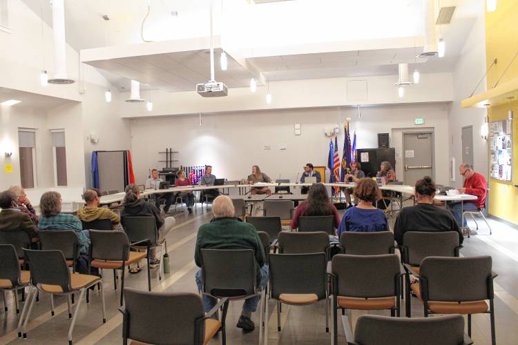 Members of the Greenfield Planning Board and the Economic Development Committee discuss housing amendments during a joint public hearing Thursday at the John Zon Community Center. Members of the Greenfield Planning Board and the Economic Development Committee discuss housing amendments during a joint public hearing Thursday at the John Zon Community Center.