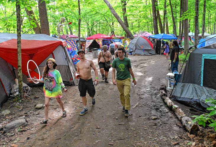 Camping in the trees on Saturday at the 20th StrangeCreek Campout at Camp Kee-wanee in Greenfield.