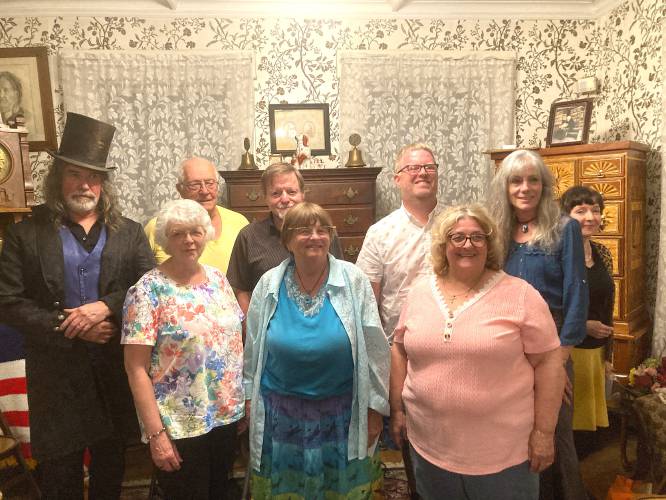 Hear & Tell storytellers are pictured at curtain call following last year’s inaugural event held inside the Orange Historical Society’s 41 North Main St. parlor. The second annual Hear & Tell is slated for Friday, Aug. 2.