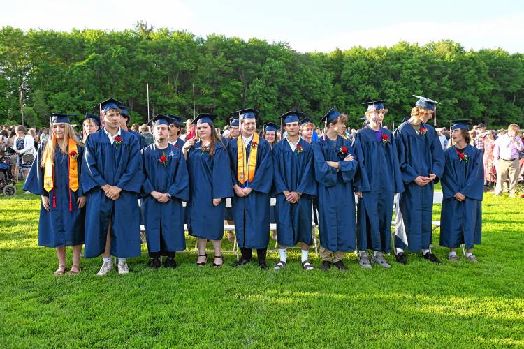 Frontier Regional School seniors at graduation on Friday Night in South Deerfield.