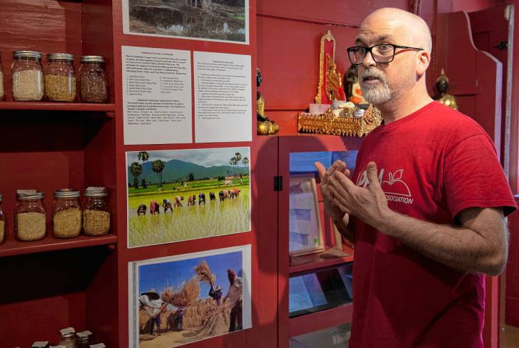  Mick O'Connor, project manager of “Cambodians in Amherst,” says the exhibit includes displays examining traditional Cambodian culture as well as materials reflecting the journey of Cambodians to Amherst and the U.S.
