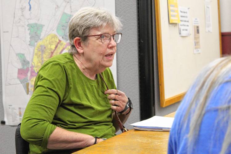 Greenfield resident Joannah Whitney discusses accessible housing with the Greenfield Planning Board on Thursday as it considers a series of proposed housing ordinance amendments. Greenfield resident Joannah Whitney discusses accessible housing with the Greenfield Planning Board on Thursday as it considers a series of proposed housing ordinance amendments.
