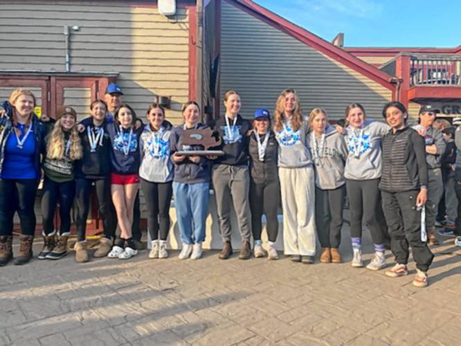 The Mohawk Trail girls ski team after placing second at the MIAA Alpine Championships at Wachusett Mountain on Tuesday. The Mohawk Trail girls ski team after placing second at the MIAA Alpine Championships at Wachusett Mountain on Tuesday.