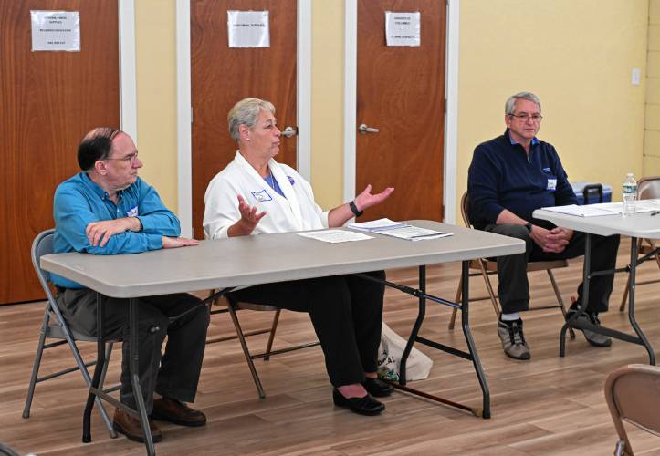 At the South County Senior Center on Friday, residents got to hear from some candidates in a question-and answer-session with Fred Baron from Whately and Carolyn Shores Ness and Blake Gilmore from Deerfield.