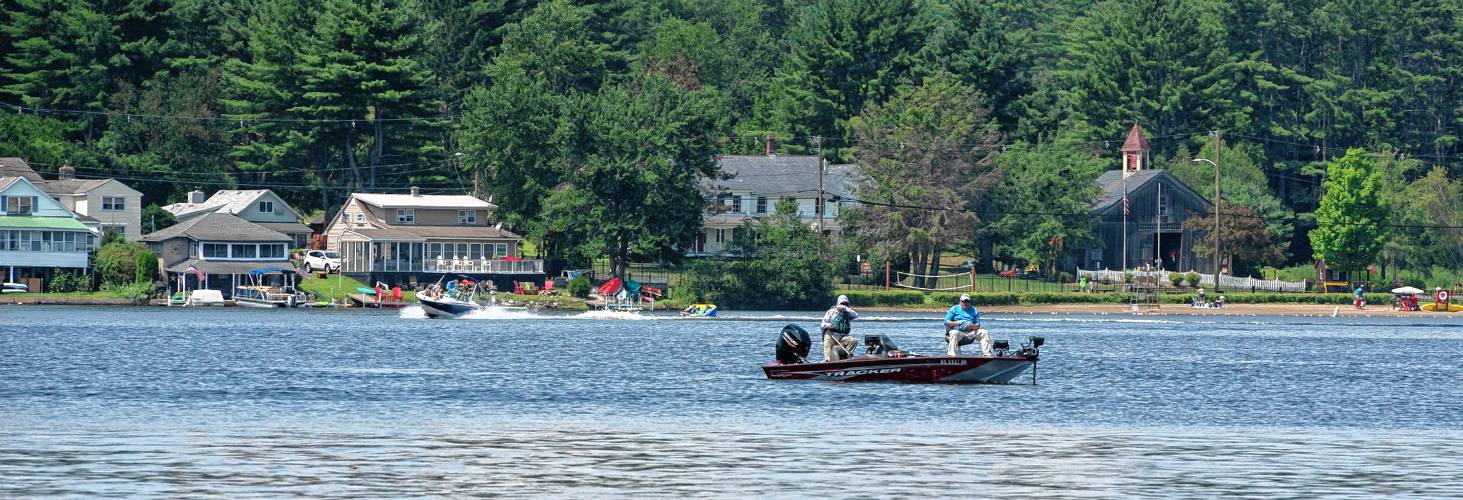 Lake Wyola in Shutesbury on Monday afternoon. A serious collision involving two boats that injured one person on Lake Wyola in June is prompting town officials to consider forming a committee to examine overhauling a bylaw that governs use of the 128-acre site.