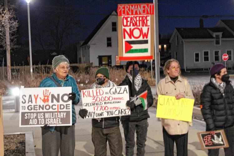 Dozens of residents gathered out the John Zon Community Center prior to Wednesday's City Council meeting to urge the council to adopt a resolution calling for a case-fire in Gaza. The resolution is likely to come before the council in March.
