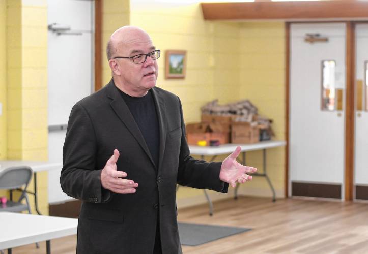 Congressman Jim McGovern talks with those gathered at the South County Senior Center in South Deerfield on Wednesday.